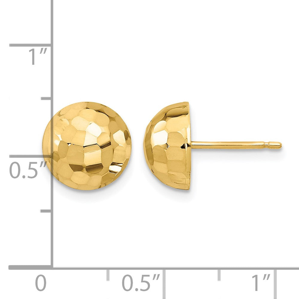 14K Polished D/C 10mm Button Post Earrings