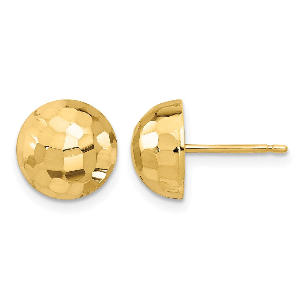 14K Polished D/C 10mm Button Post Earrings