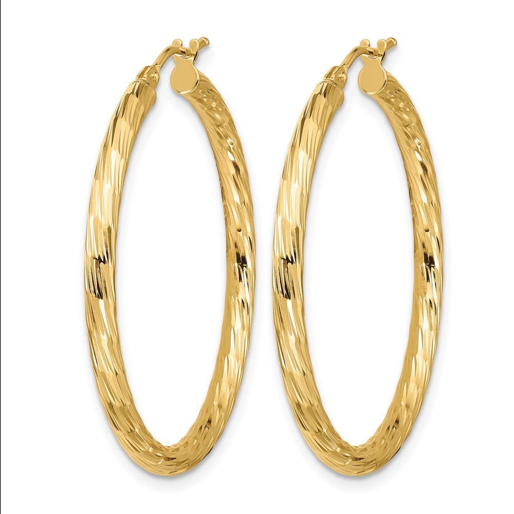 14k Polished D/C Hoop Earrings