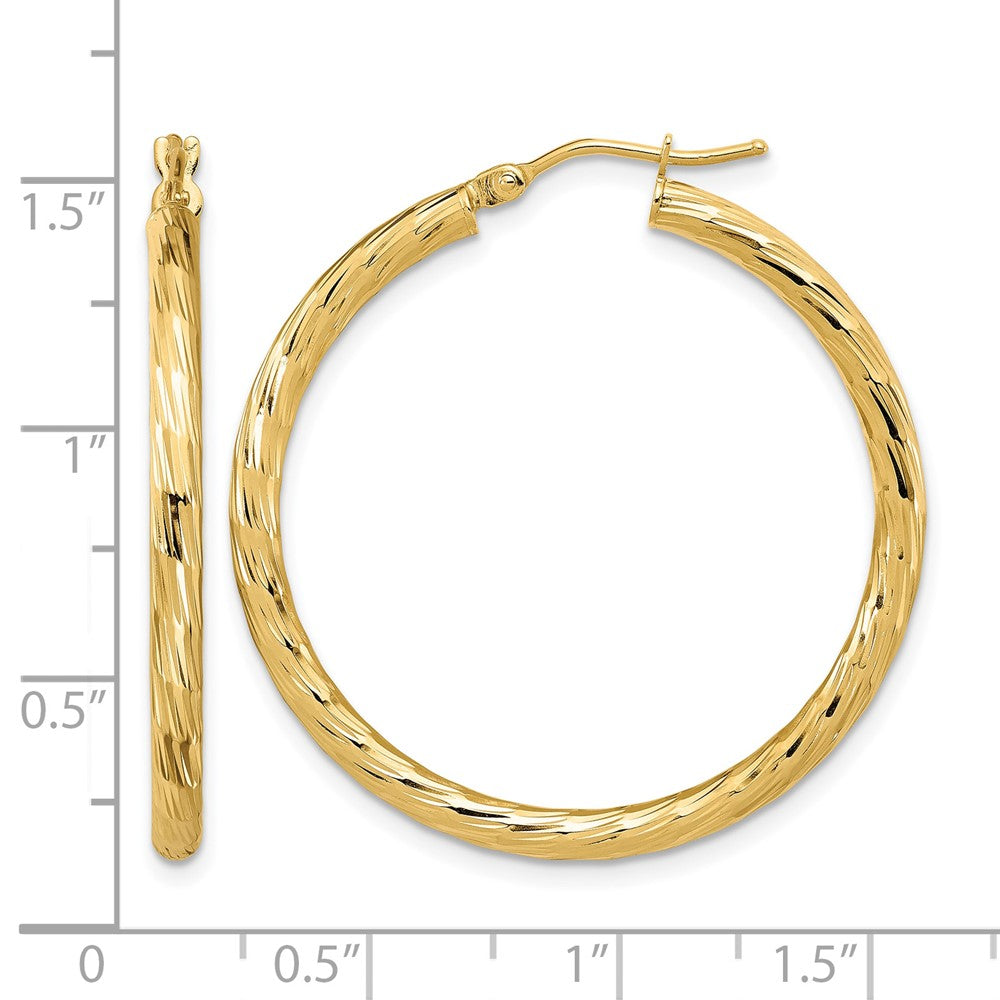 14k Polished D/C Hoop Earrings