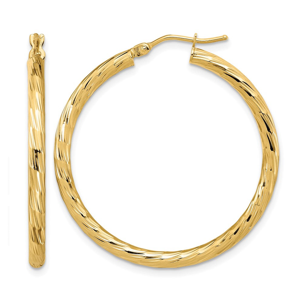 14k Polished D/C Hoop Earrings