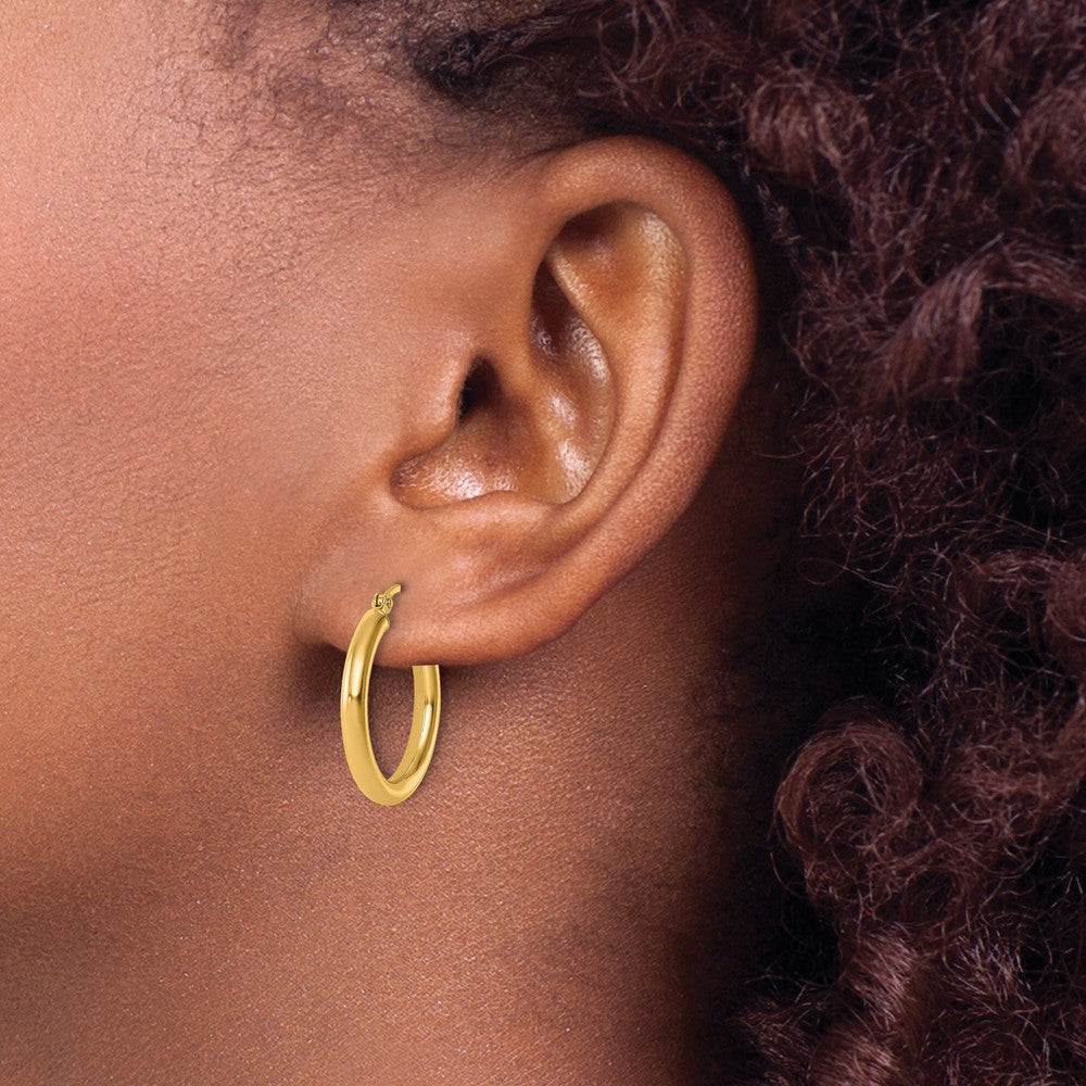 14k Polished 2.5mm Lightweight Tube Hoop Earrings