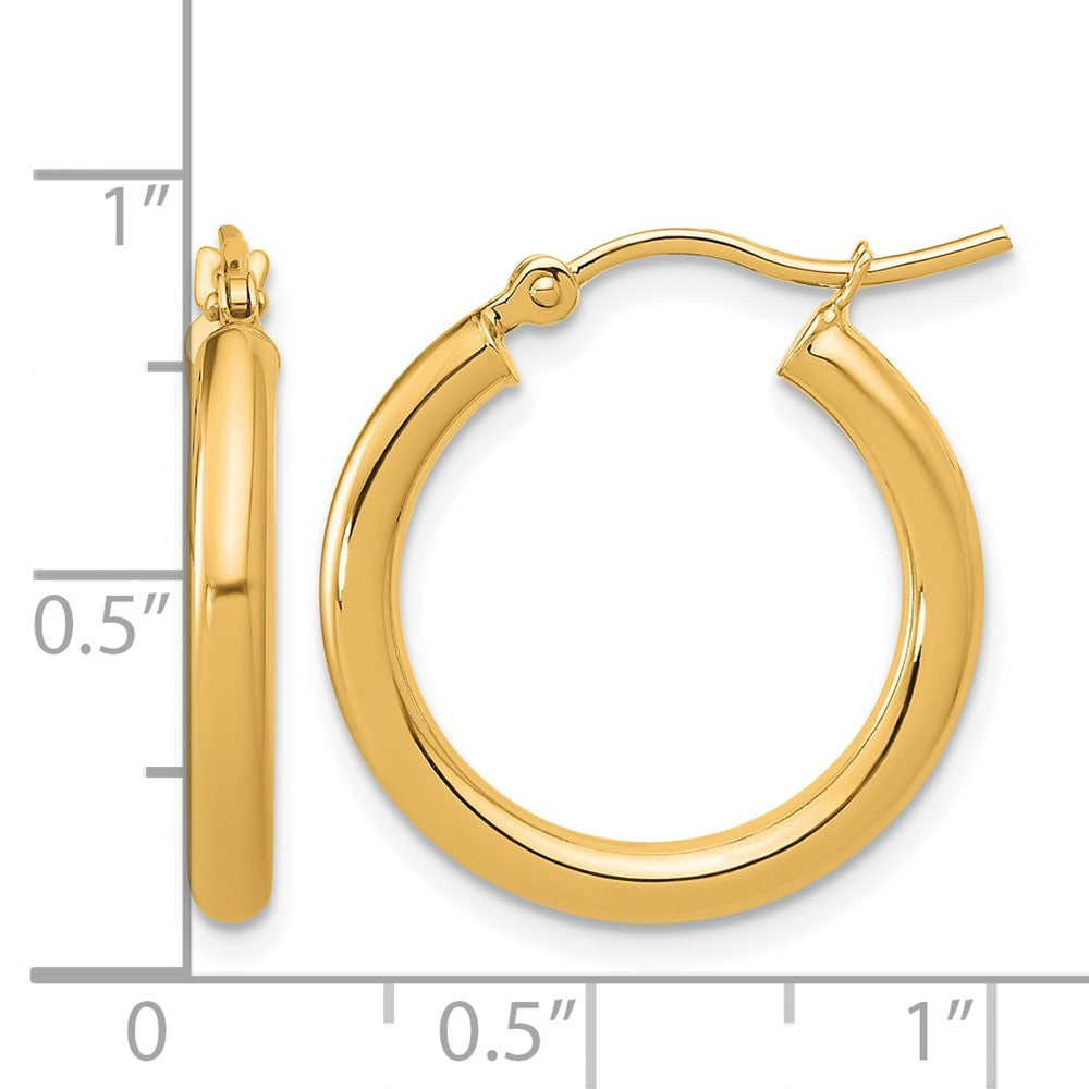 14k Polished 2.5mm Lightweight Tube Hoop Earrings