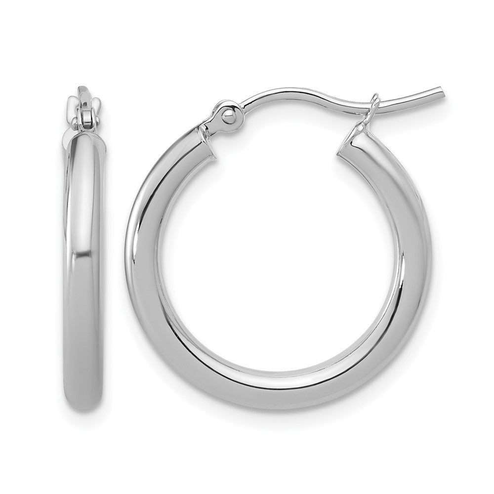 14k White Gold Polished 2.5mm Lightweight Tube Hoop Earrings