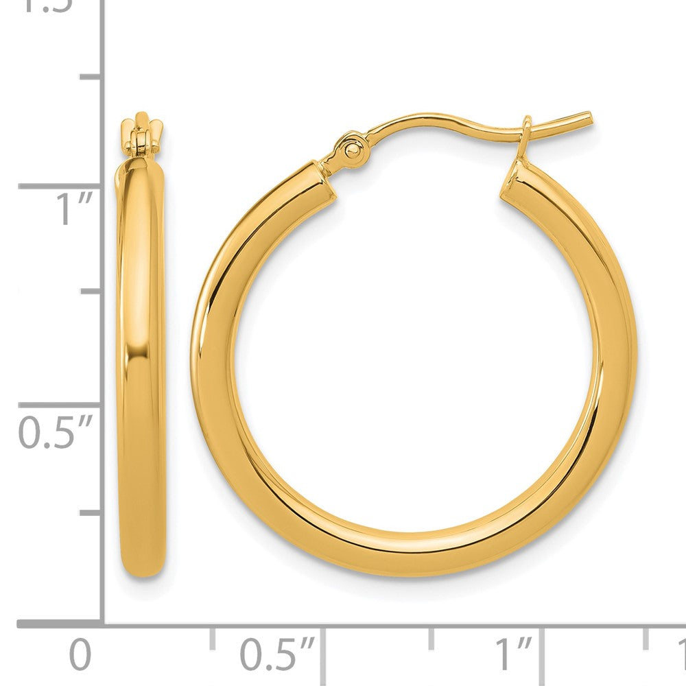 14k Polished 2.5mm Lightweight Tube Hoop Earrings