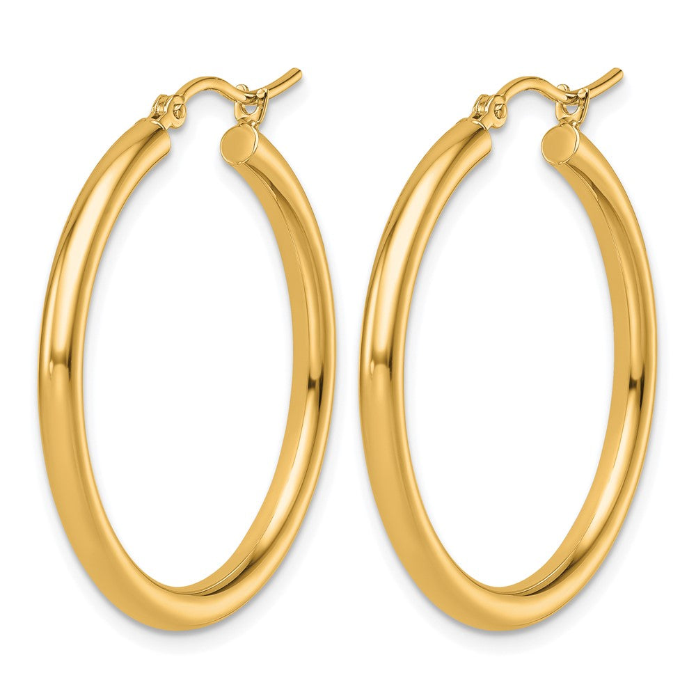 14k Polished 2.5mm Lightweight Tube Hoop Earrings