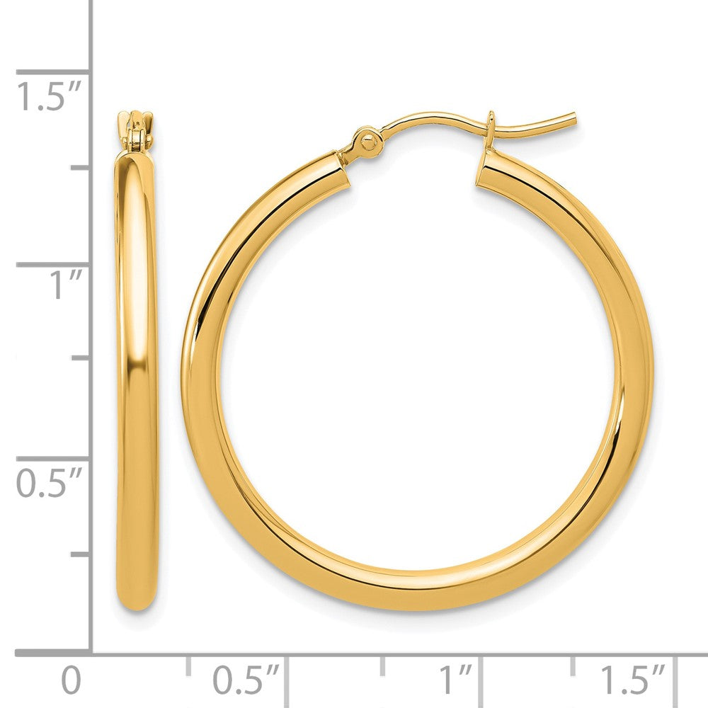 14k Polished 2.5mm Lightweight Tube Hoop Earrings