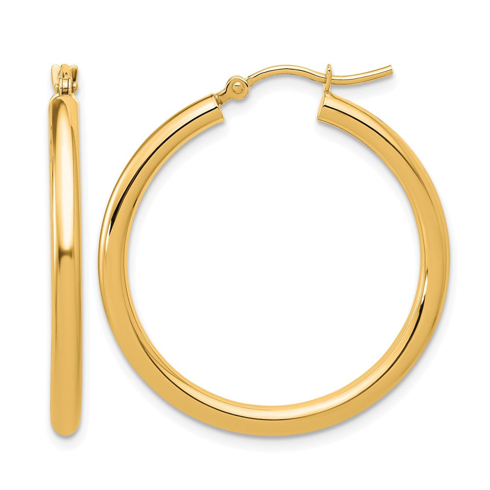 14k Polished 2.5mm Lightweight Tube Hoop Earrings