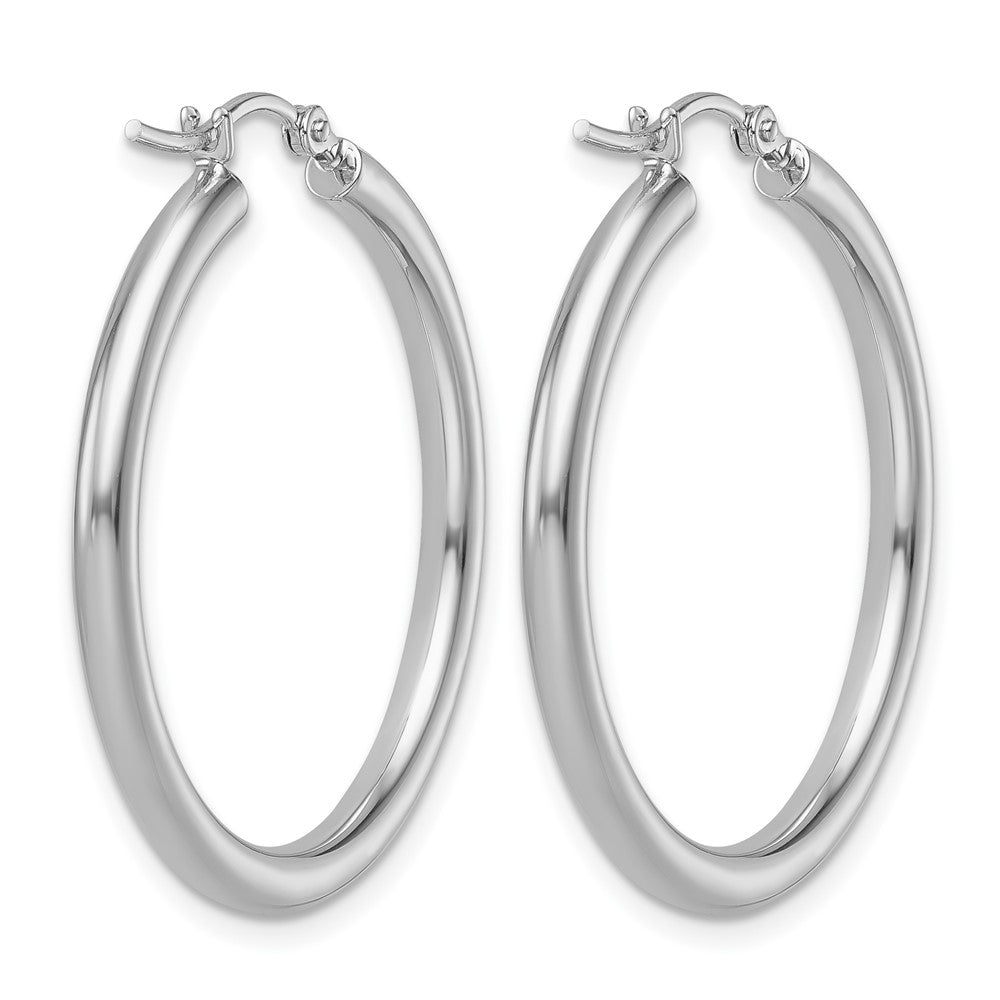 14k White Gold Polished 2.5mm Lightweight Tube Hoop Earrings