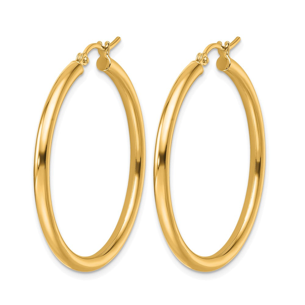 14k Polished 2.5mm Lightweight Tube Hoop Earrings