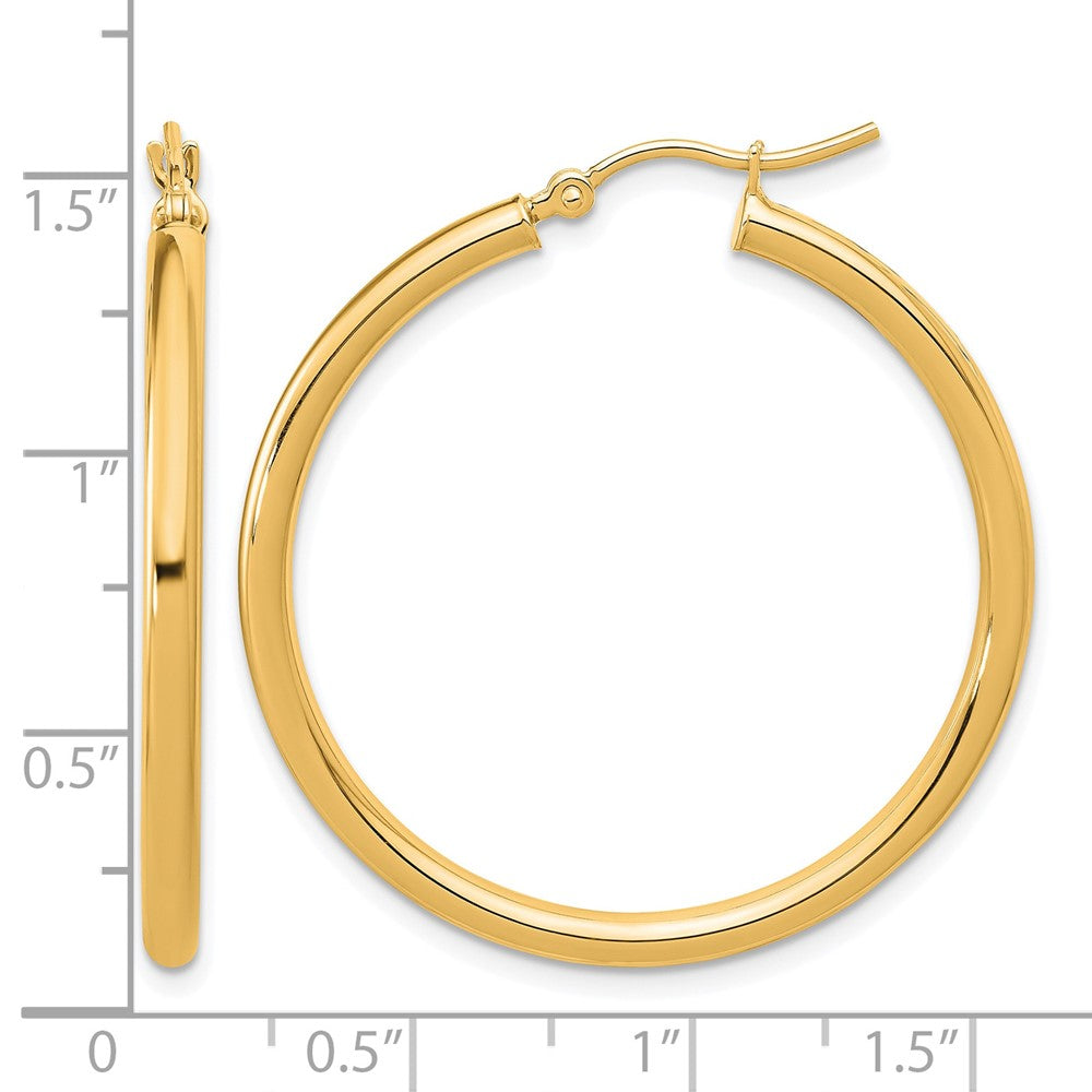 14k Polished 2.5mm Lightweight Tube Hoop Earrings
