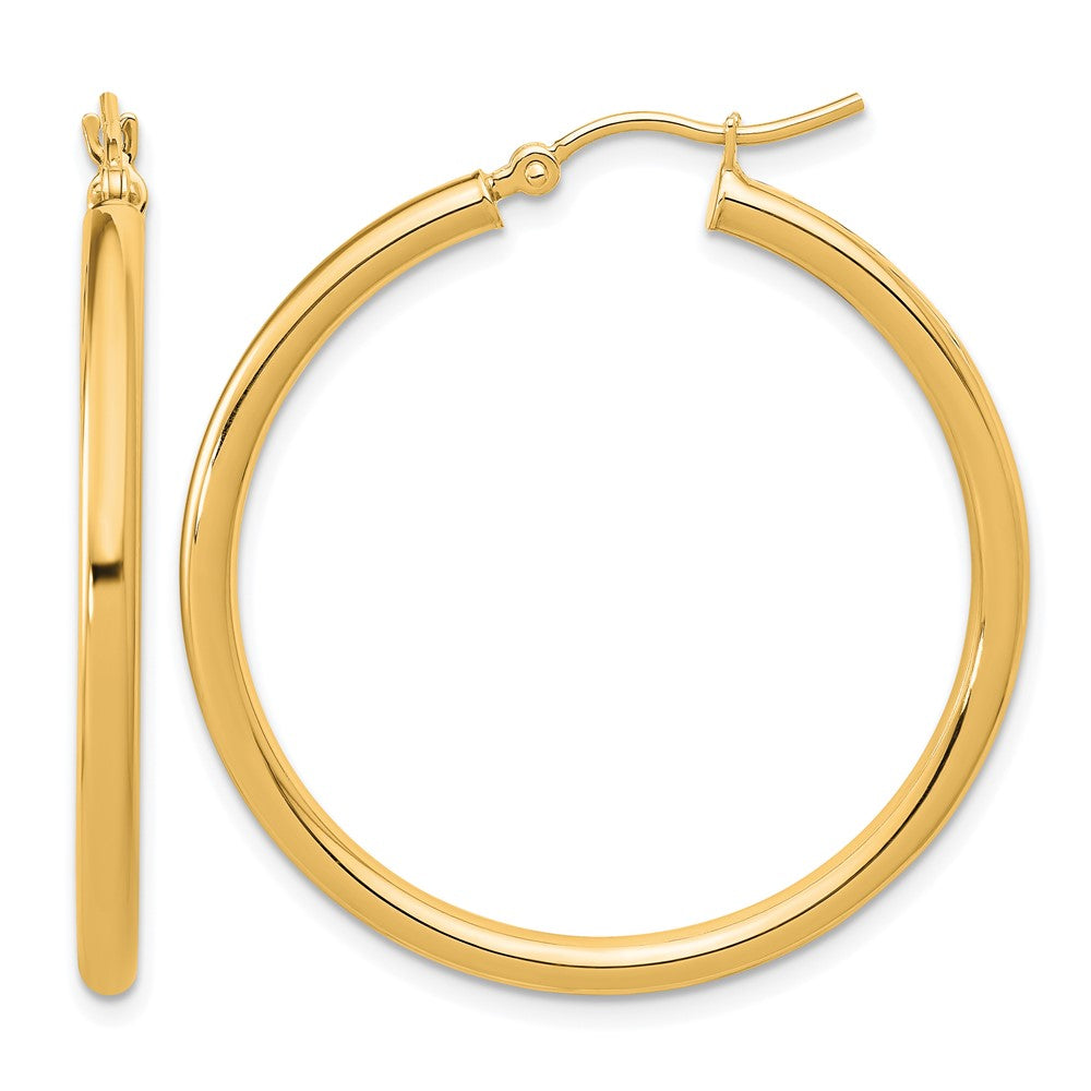 14k Polished 2.5mm Lightweight Tube Hoop Earrings