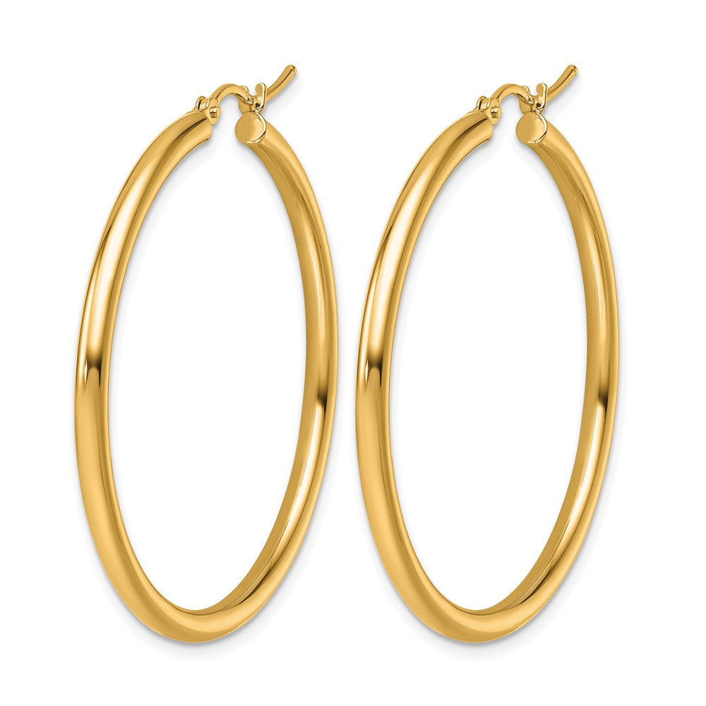 14k Polished 2.5mm Lightweight Tube Hoop Earrings