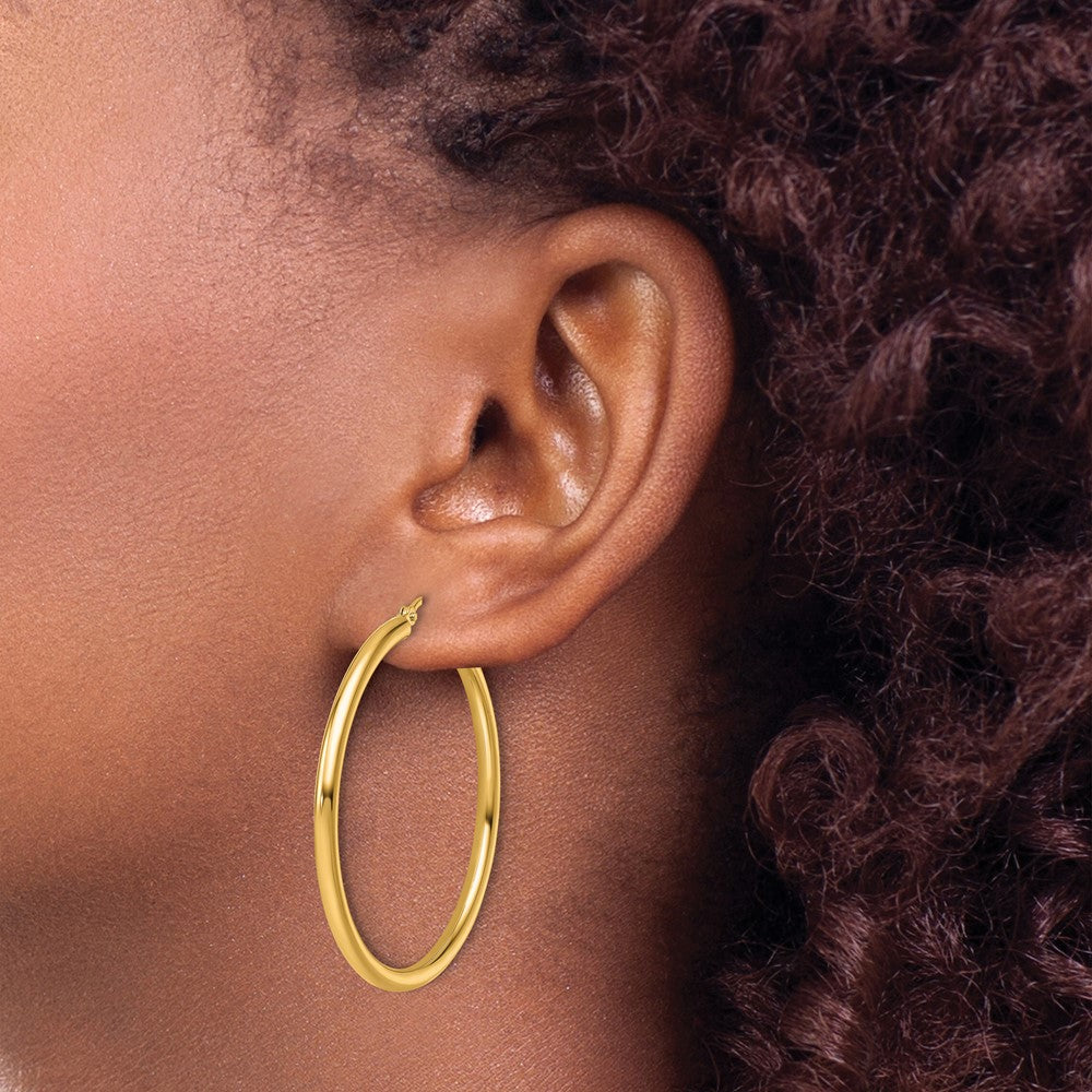 14k Polished 2.5mm Lightweight Tube Hoop Earrings