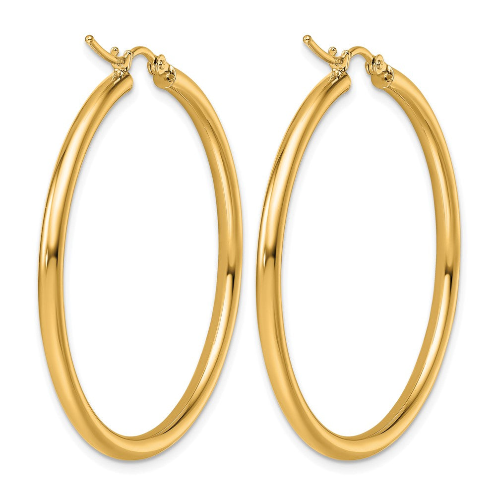 14k Polished 2.5mm Lightweight Tube Hoop Earrings