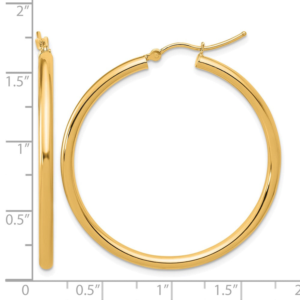 14k Polished 2.5mm Lightweight Tube Hoop Earrings