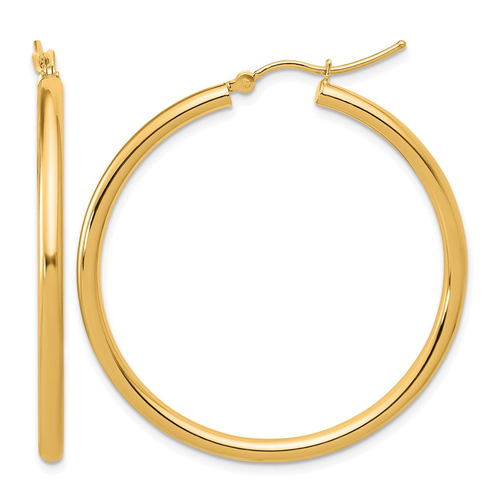14k Polished 2.5mm Lightweight Tube Hoop Earrings
