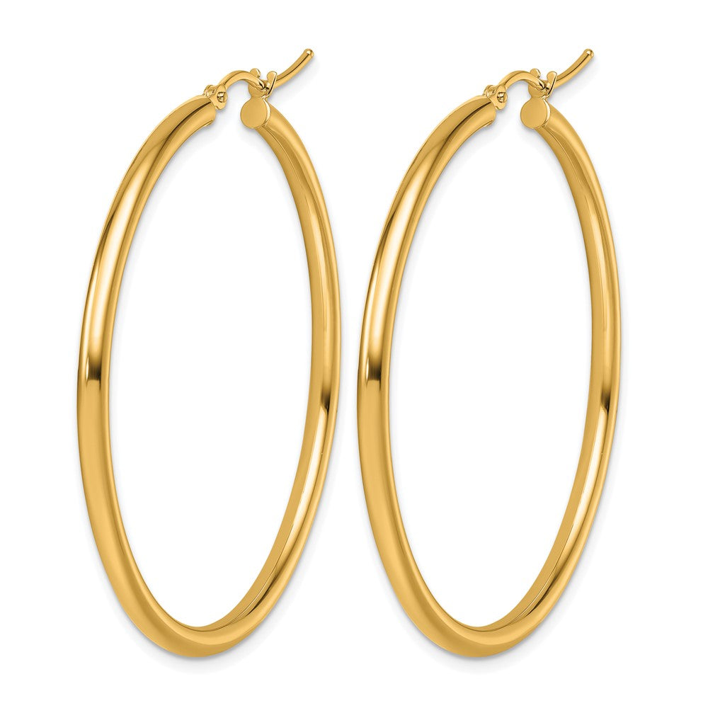 14k Polished 2.5mm Lightweight Tube Hoop Earrings