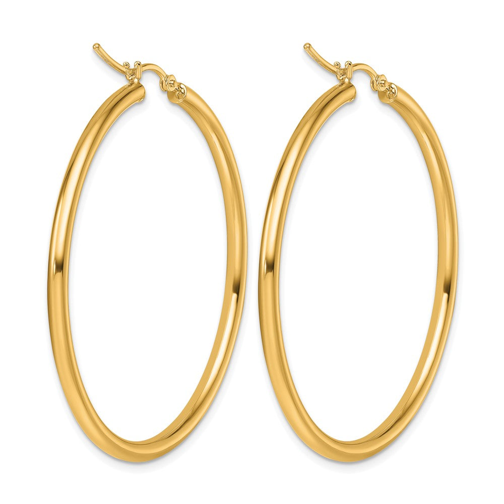 14k Polished 2.5mm Lightweight Tube Hoop Earrings