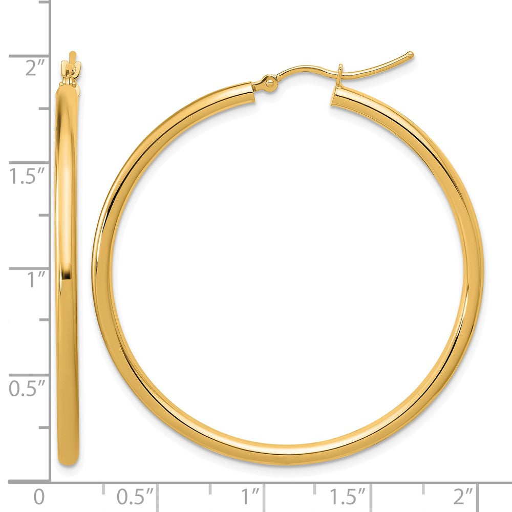 14k Polished 2.5mm Lightweight Tube Hoop Earrings