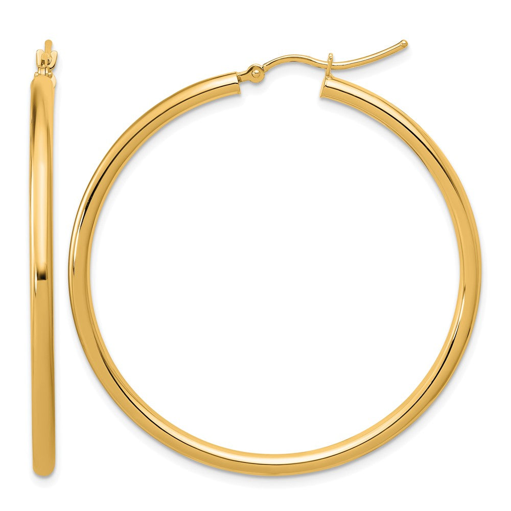 14k Polished 2.5mm Lightweight Tube Hoop Earrings