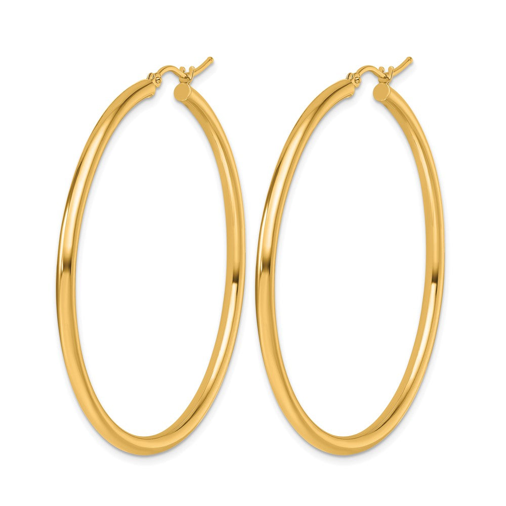 14k Polished 2.5mm Lightweight Tube Hoop Earrings