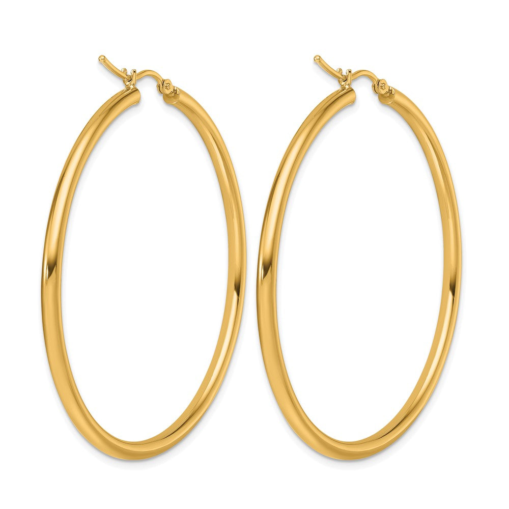 14k Polished 2.5mm Lightweight Tube Hoop Earrings