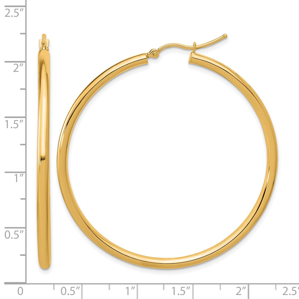 14k Polished 2.5mm Lightweight Tube Hoop Earrings