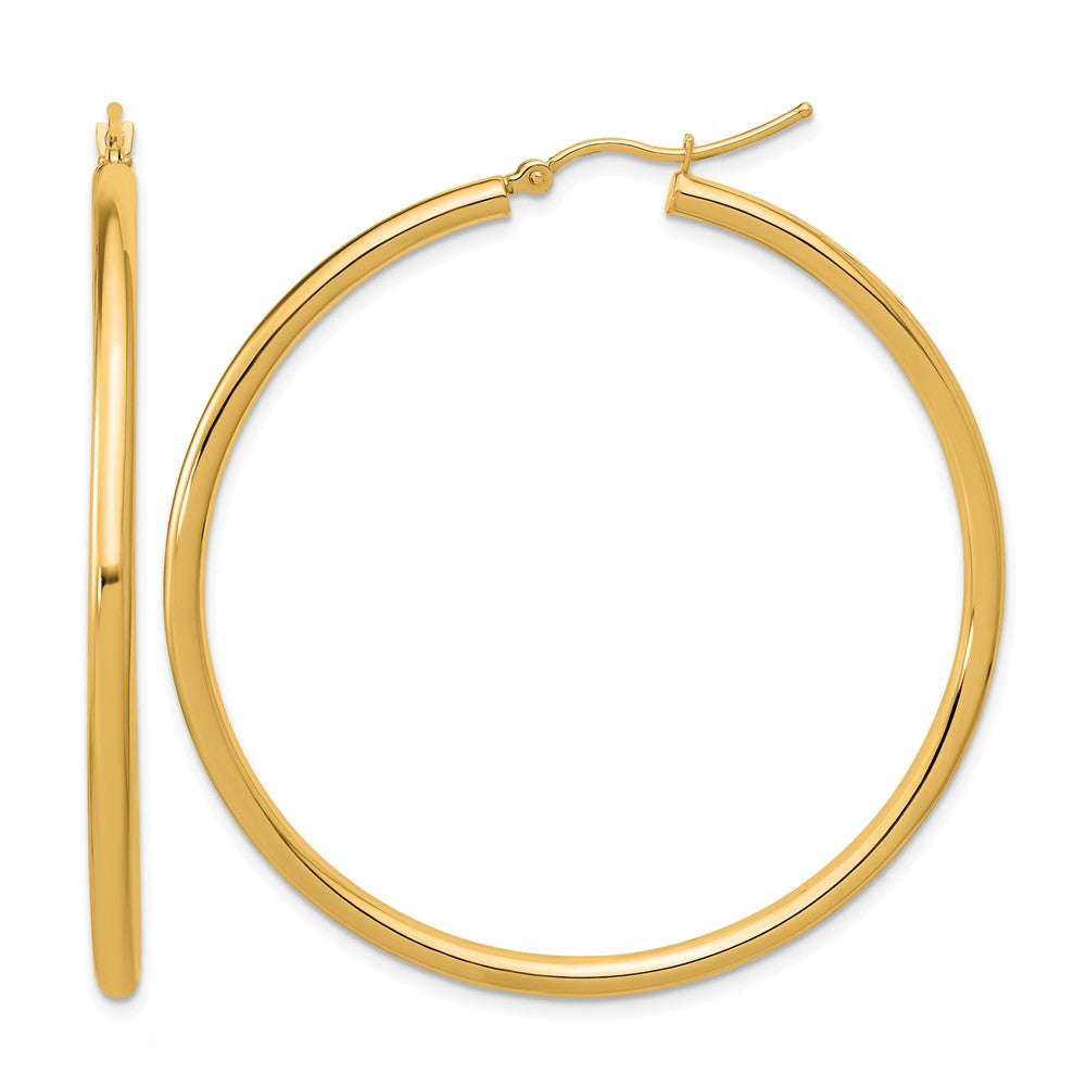 14k Polished 2.5mm Lightweight Tube Hoop Earrings