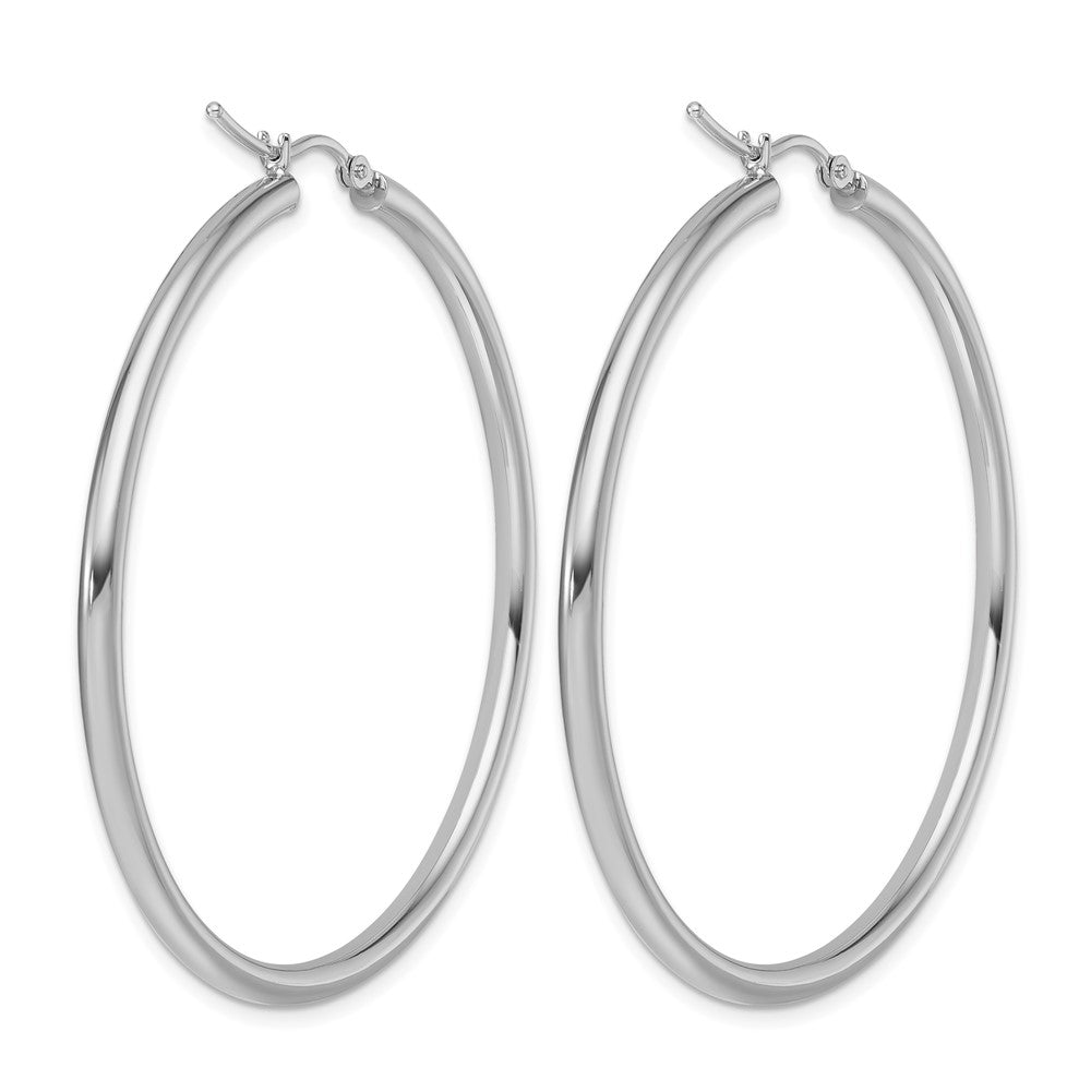 14k White Gold Polished 2.5mm Lightweight Tube Hoop Earrings