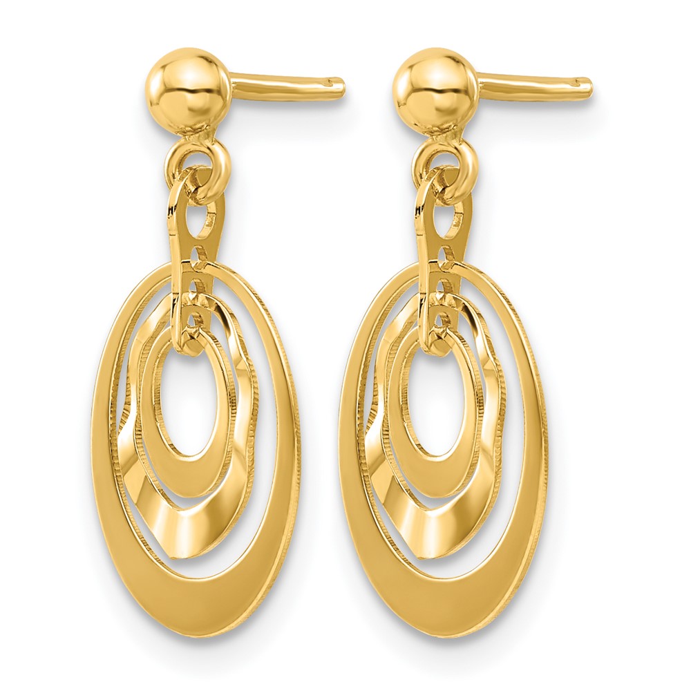 14K Polished Ovals Post Dangle Earrings