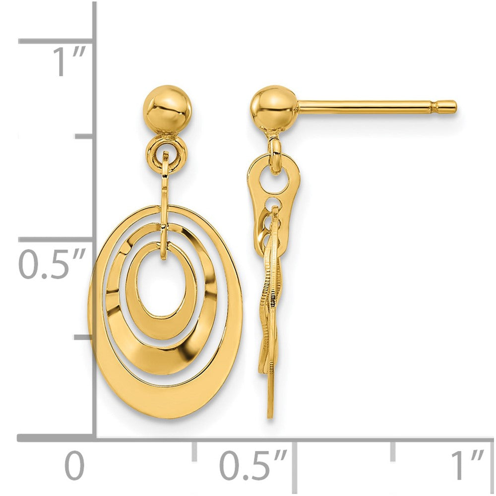 14K Polished Ovals Post Dangle Earrings