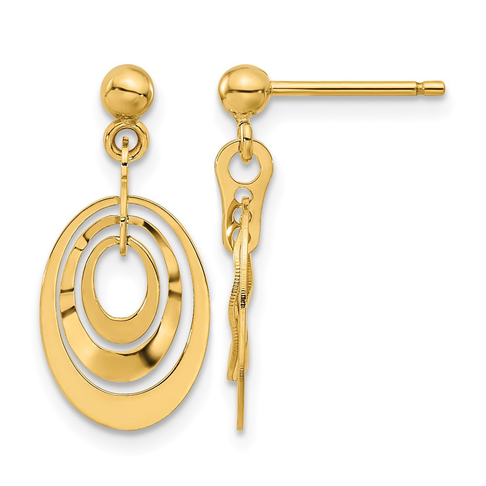 14K Polished Ovals Post Dangle Earrings