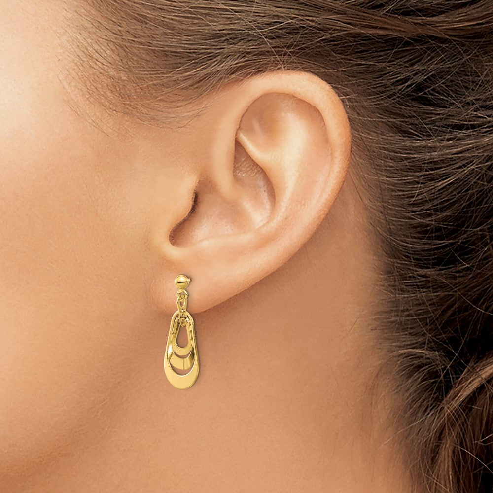 14K Polished Post Dangle Earrings