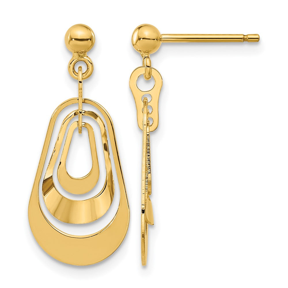 14K Polished Post Dangle Earrings