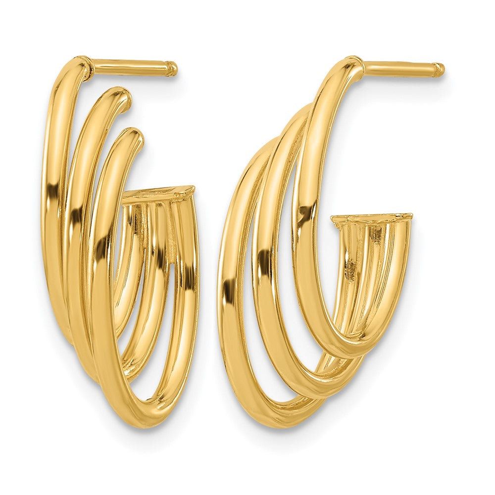 14K Polished J-Hoop Post Earrings