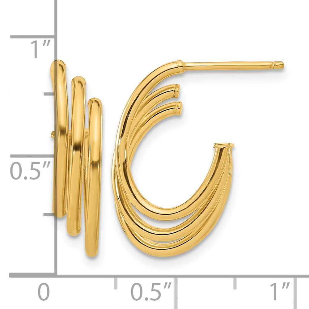 14K Polished J-Hoop Post Earrings