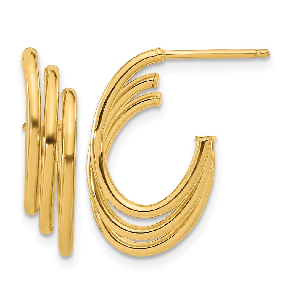14K Polished J-Hoop Post Earrings