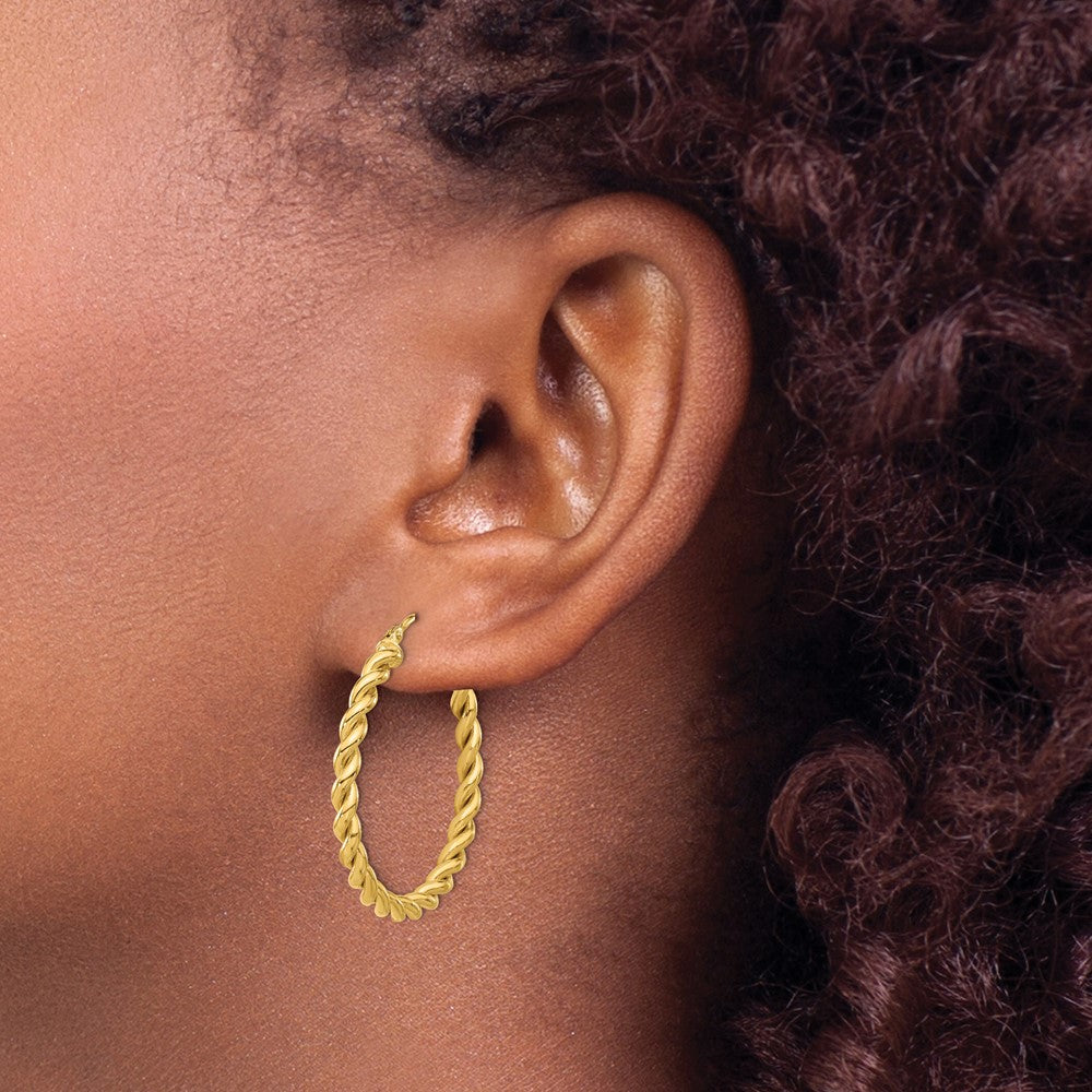 14K Polished Twist Hoop Earrings