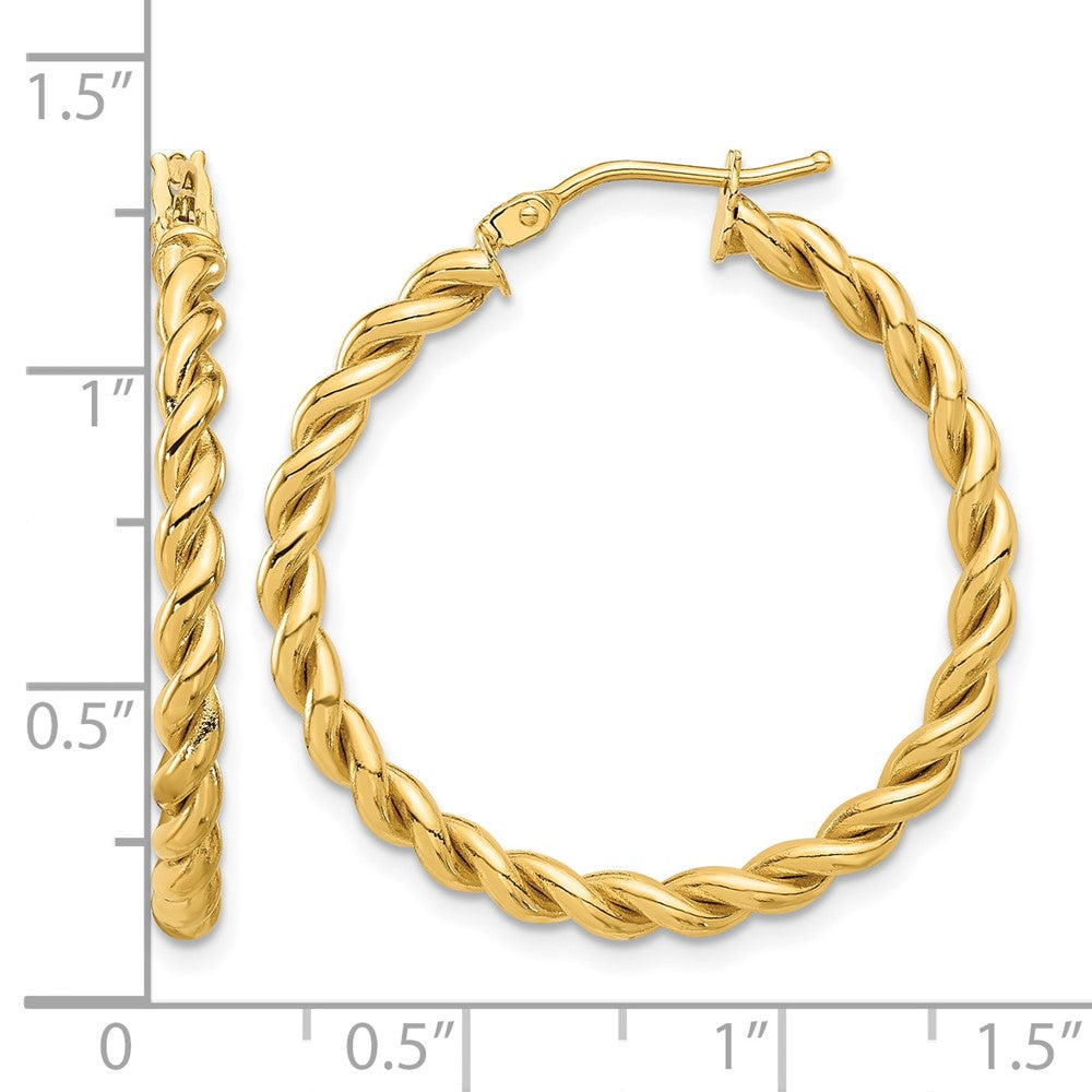 14K Polished Twist Hoop Earrings