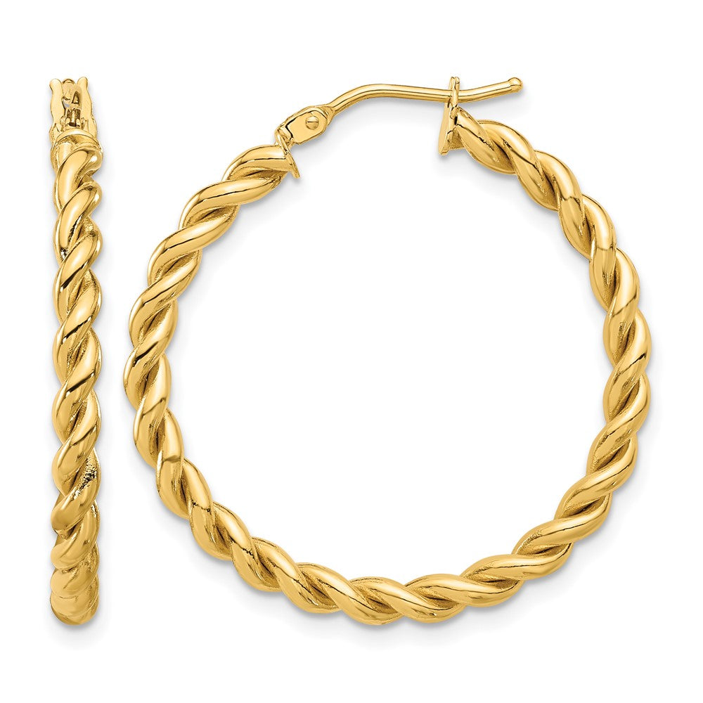 14K Polished Twist Hoop Earrings