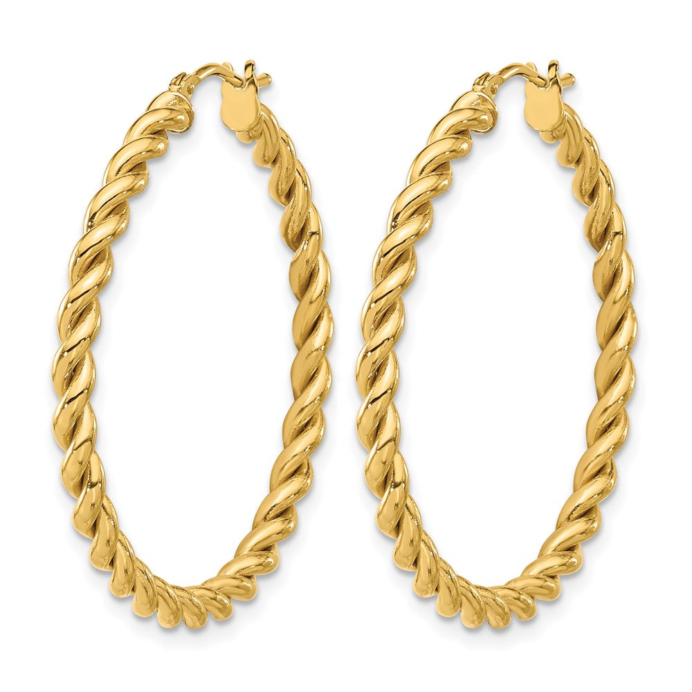 14K Polished Twist Hoop Earrings