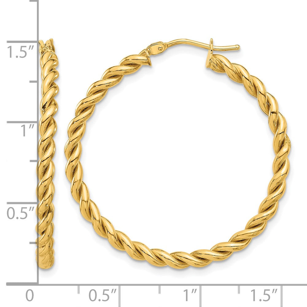 14K Polished Twist Hoop Earrings