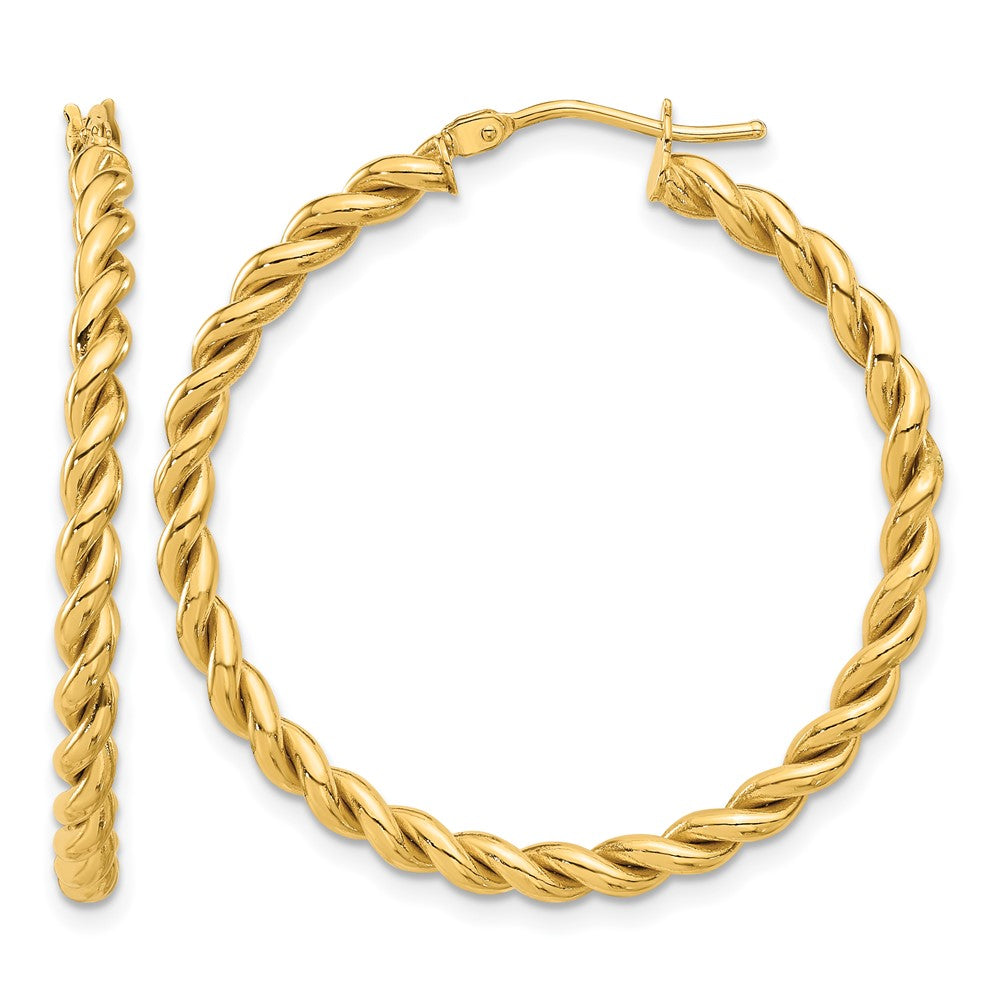 14K Polished Twist Hoop Earrings