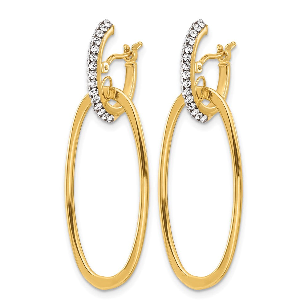 14K Polished Crystal Oval Hoop Earrings