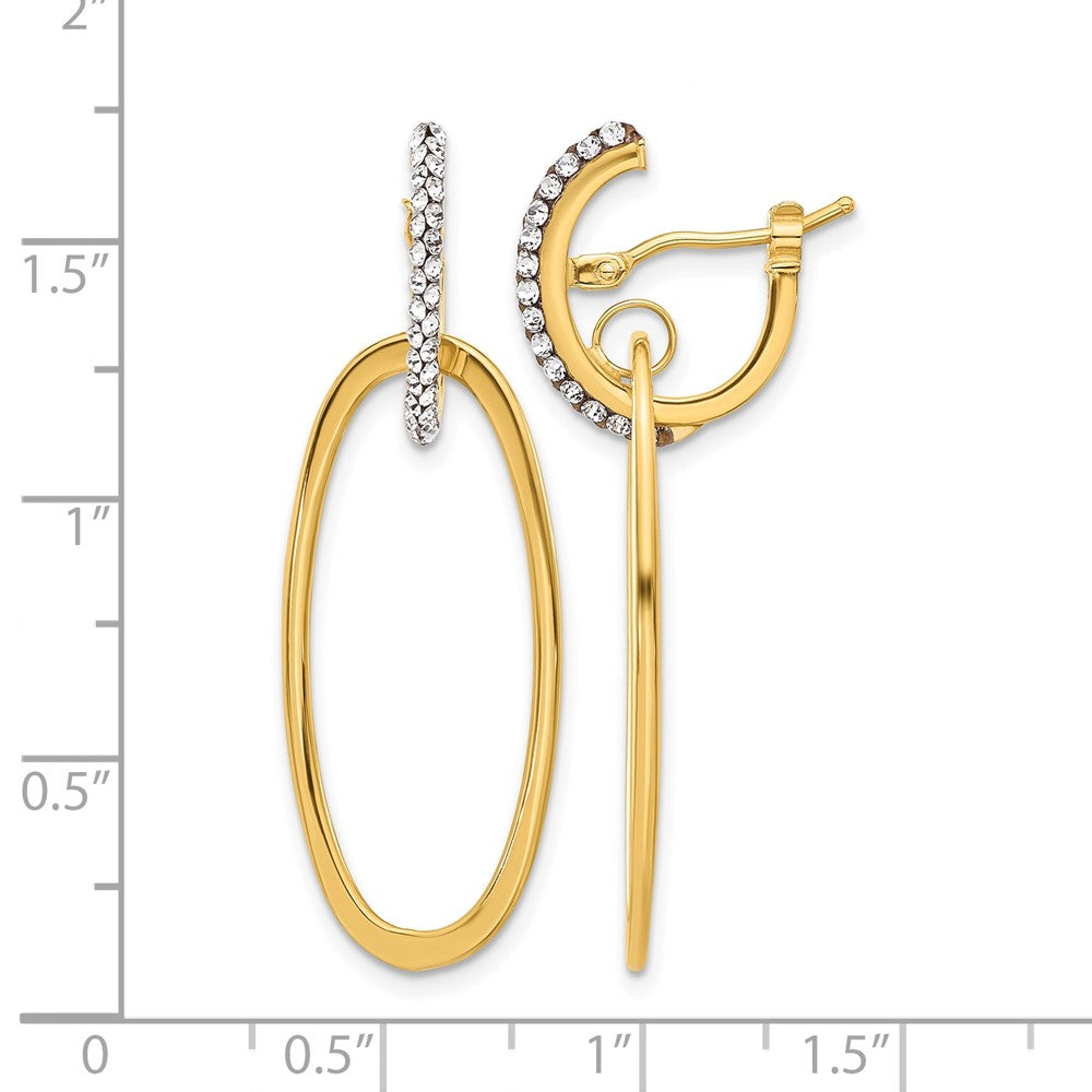 14K Polished Crystal Oval Hoop Earrings