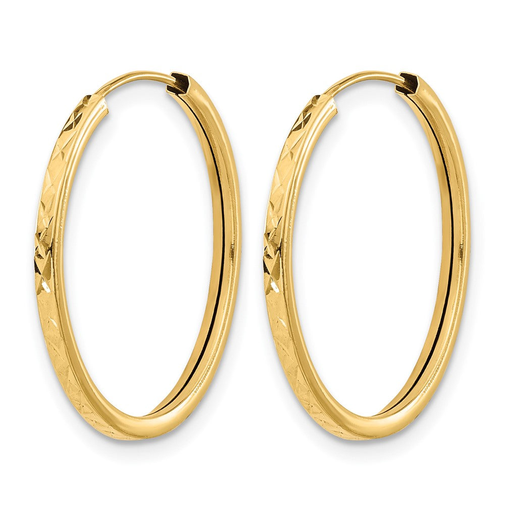 14K 1.50mm Diamond-cut Endless Hoop Earrings