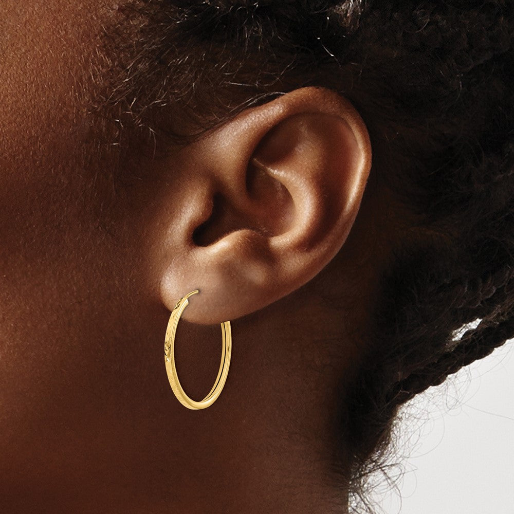 14K 1.50mm Diamond-cut Endless Hoop Earrings