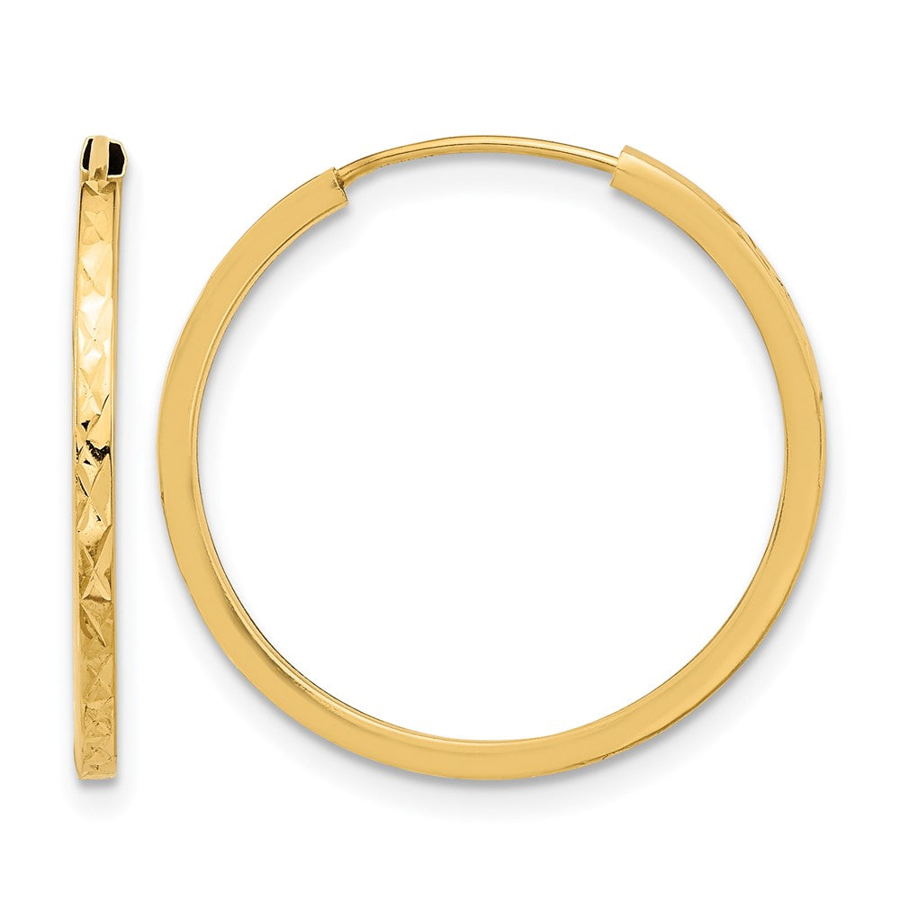 14K 1.50mm Diamond-cut Endless Hoop Earrings