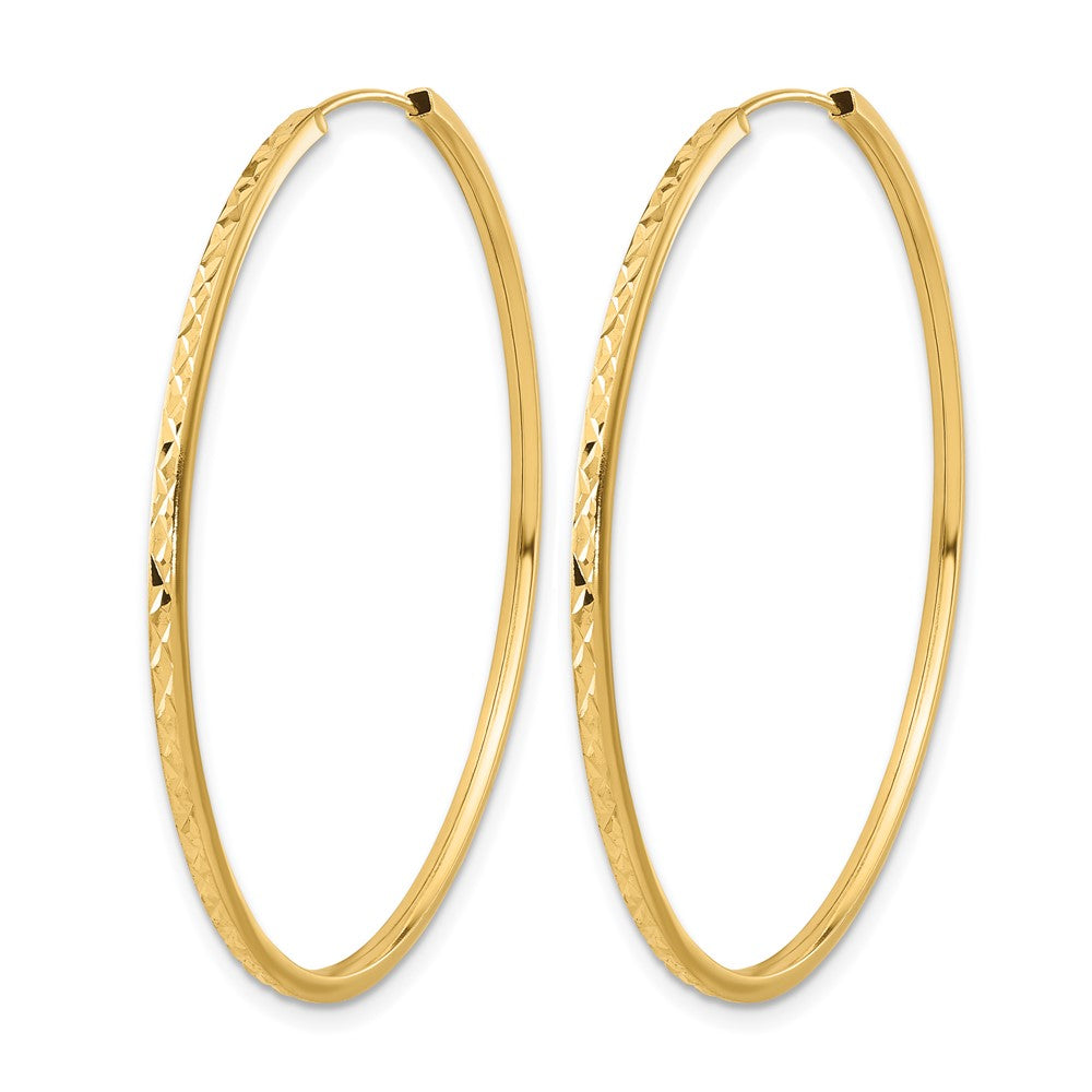 14K 1.50mm Diamond-cut Endless Hoop Earrings